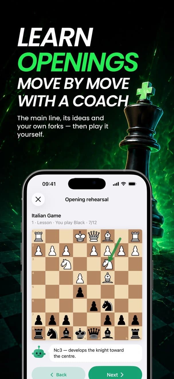 Store slide: Learn openings move by move with a coach