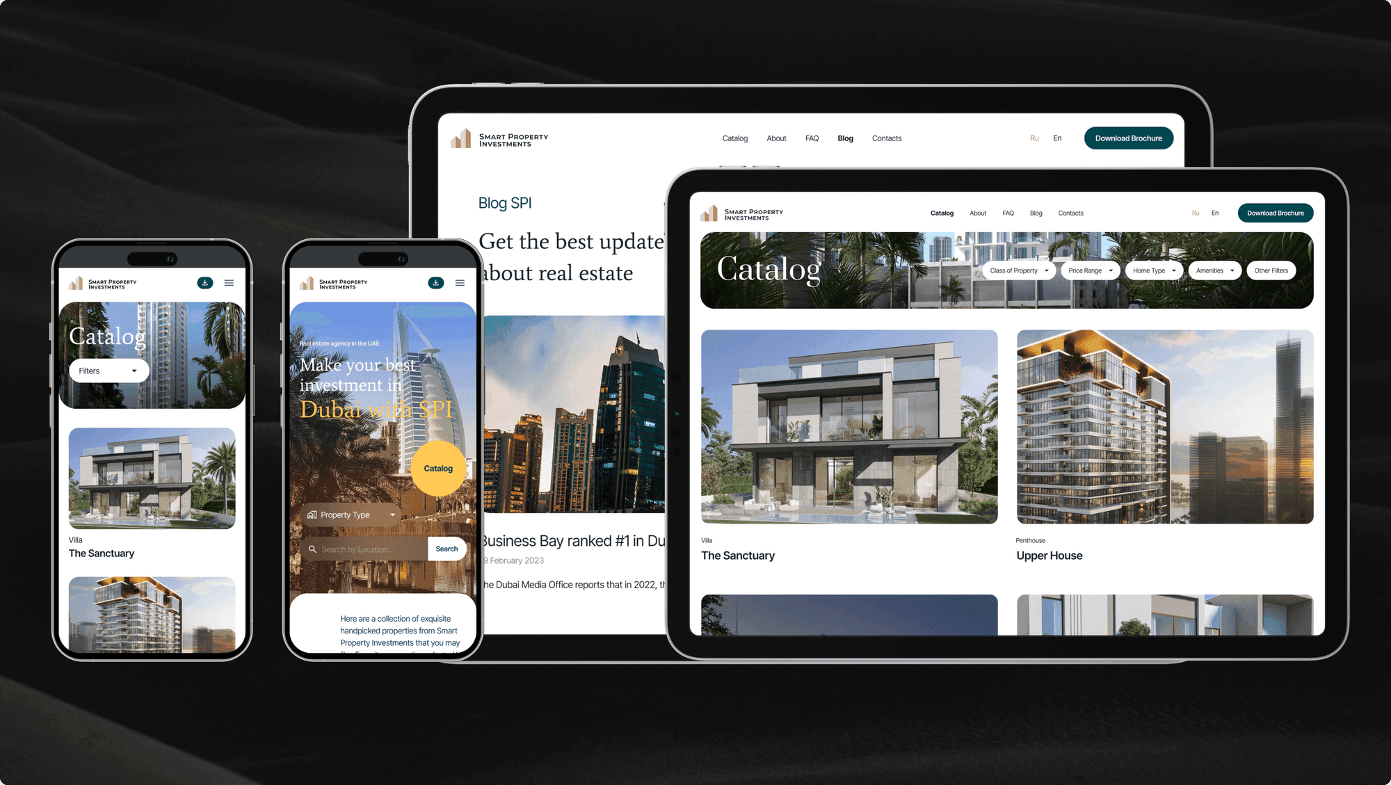 Dubai real estate website responsive mockup