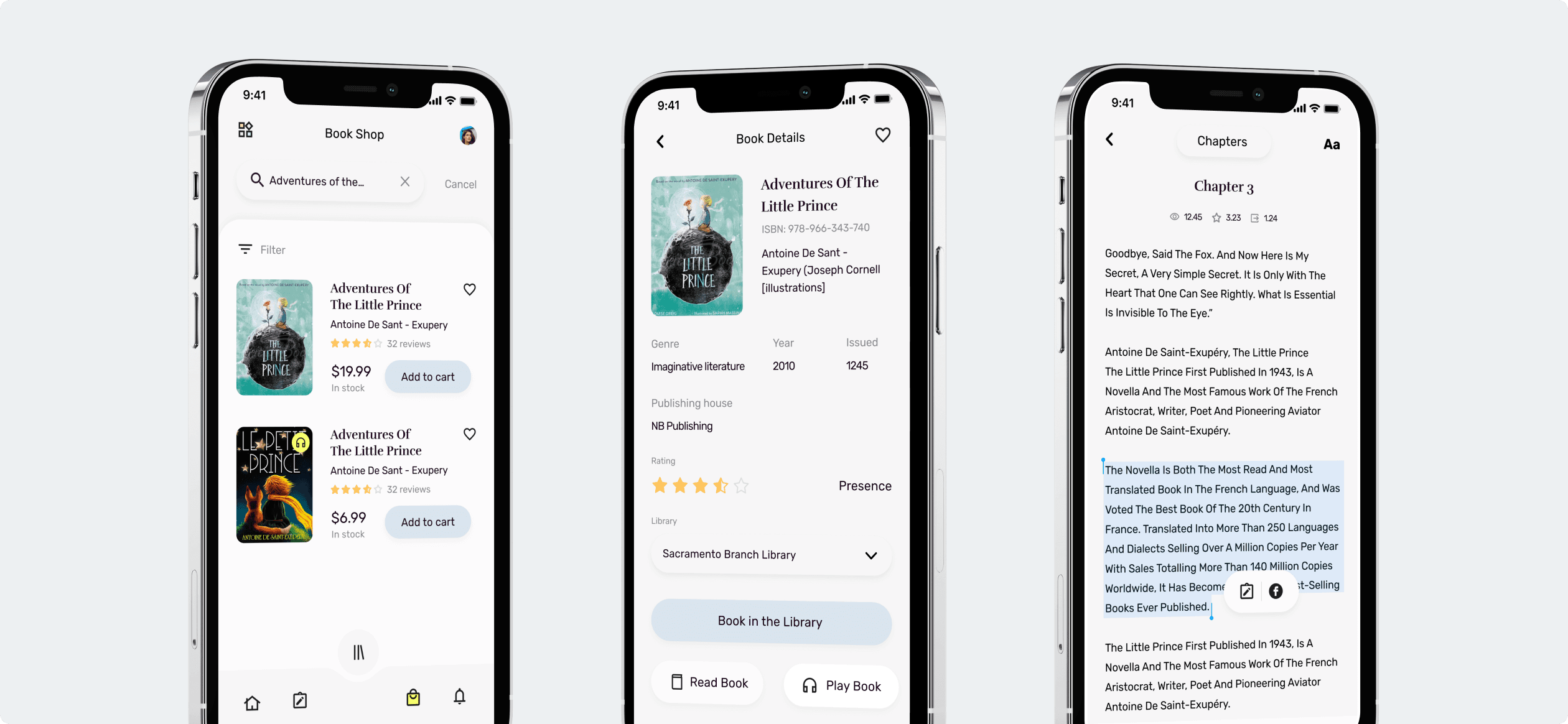 Reading Book App borrowing history and return reminder screens