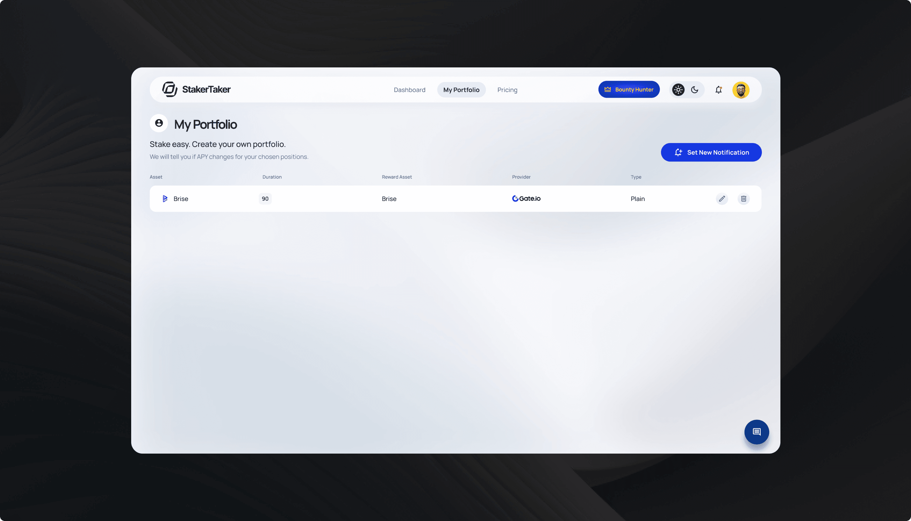 StakerTaker crypto asset discovery interface