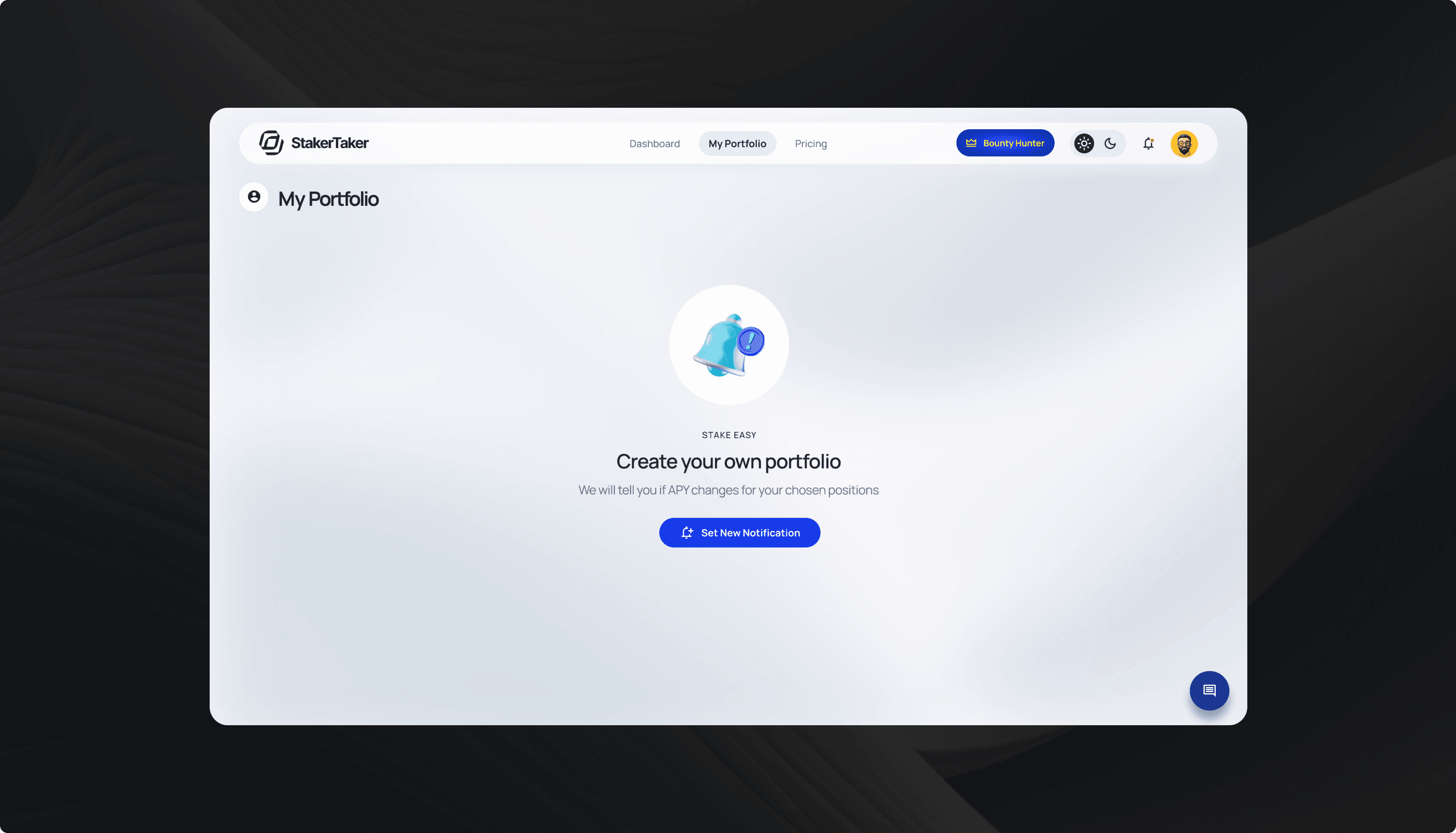StakerTaker real-time notification interface